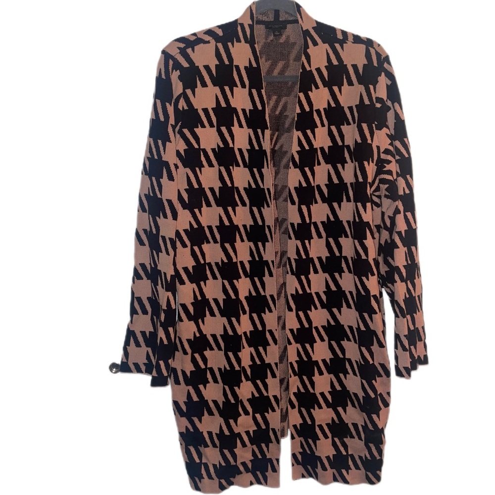 Ann Taylor Factory Longline Houndstooth Cardigan/Coatigan. Size XL. Career Wear